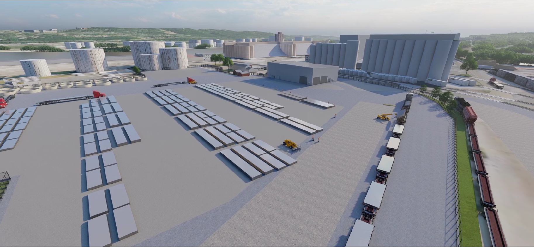 visualization of 700 Smith Blvd with building and steel storage in yard