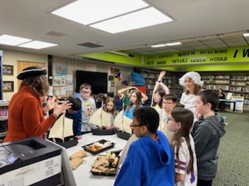 Students attending the trading event