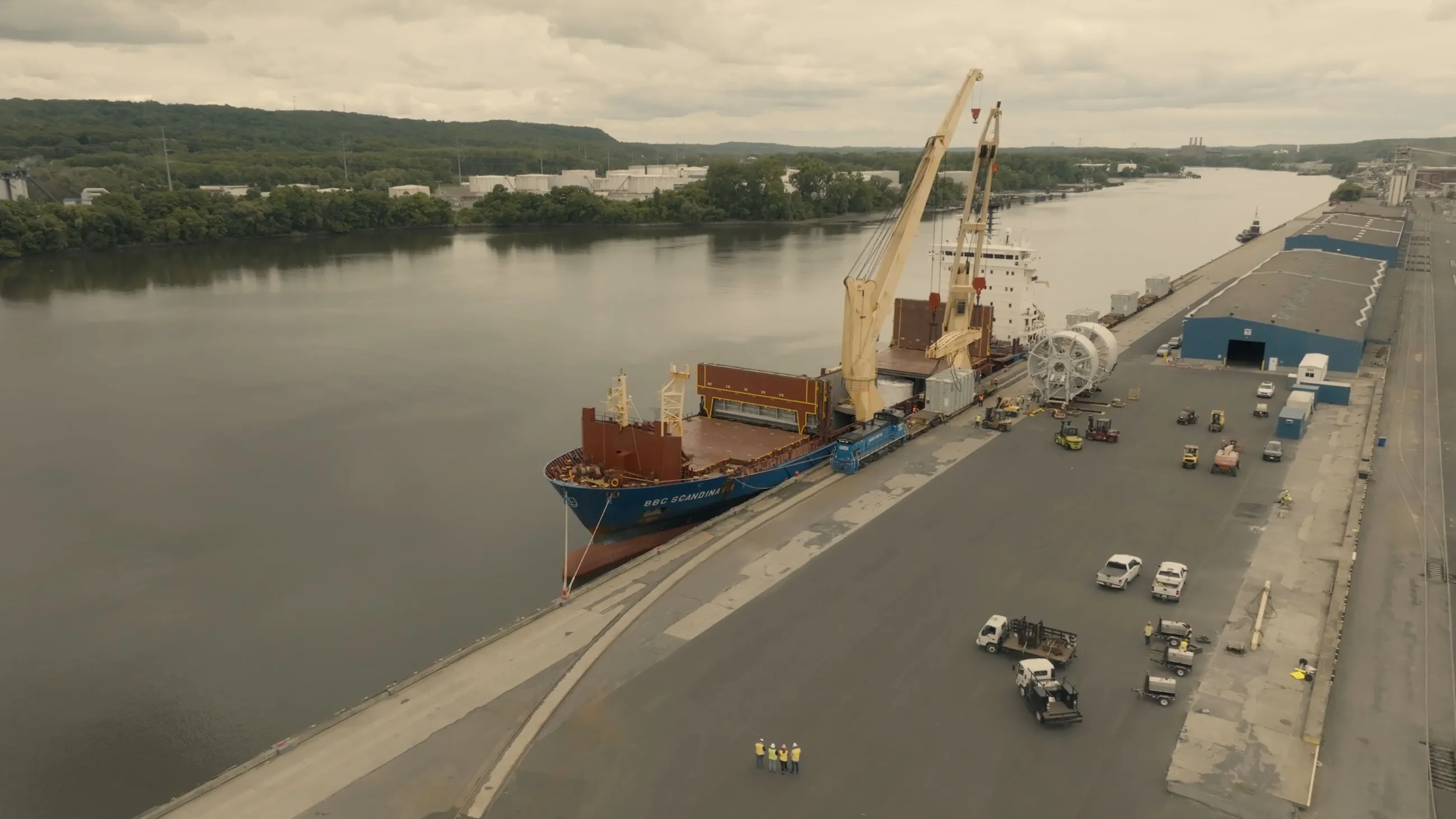 Ship docked on Hudson river