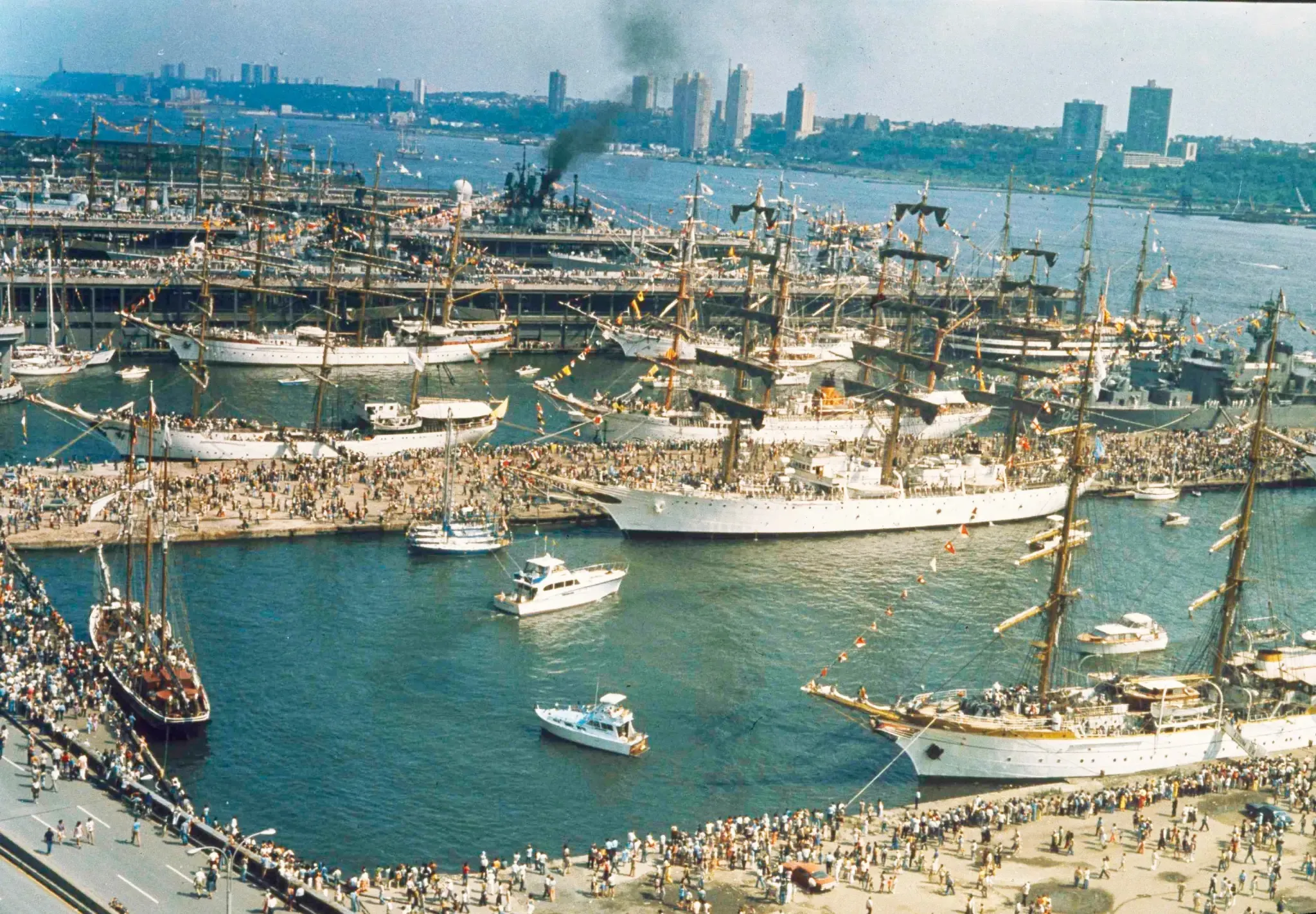 1976 Tall Ships celebration in New York harbor (photo credit: AP)